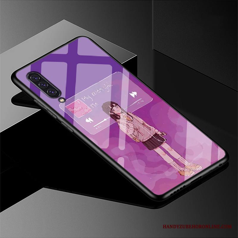 Samsung Galaxy A90 5g Kuori Silikoni Yksinkertainen Tähti Ihana Lasi Violetti Murtumaton