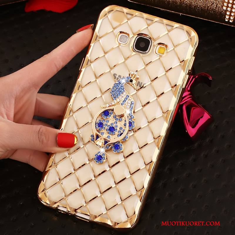 Samsung Galaxy J7 2016 Kuori Rengas Strassi Pinkki Rhinestone Inlay Suojaus Niitti Kotelo