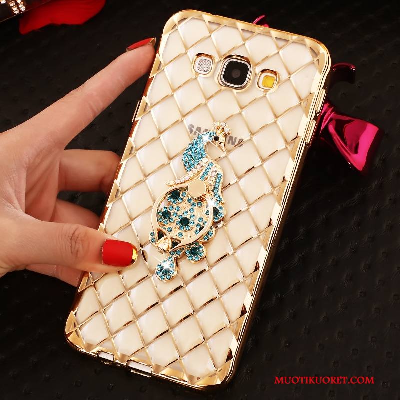 Samsung Galaxy J7 2016 Kuori Rengas Strassi Pinkki Rhinestone Inlay Suojaus Niitti Kotelo