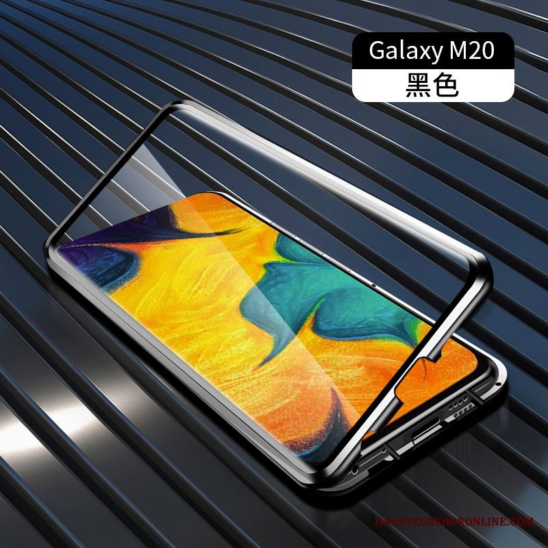 Samsung Galaxy M20 Kuori Kotelo Suojaus Tähti Kaksipuolinen Sininen Puhelimen Kuoret Lasi