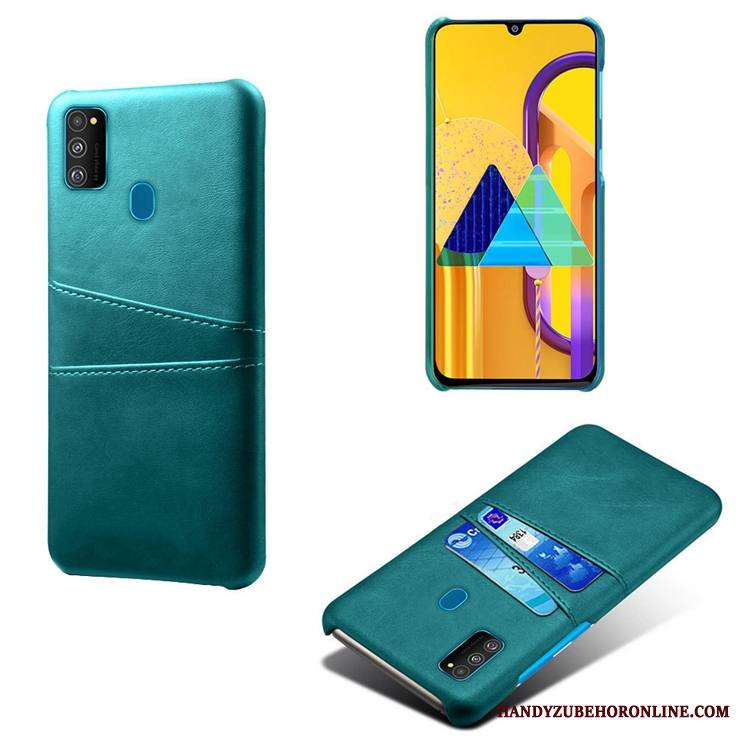 Samsung Galaxy M30s Kuori Kukkakuvio Nahka Lehmä Kortti Pieni Khaki Tähti