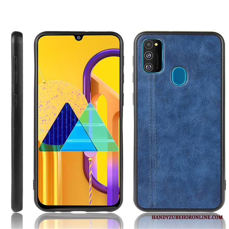 Samsung Galaxy M30s Nahka Kova Puhelimen Kuoret Musta Tähti Kotelo Kuori