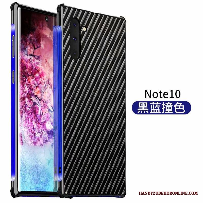 Samsung Galaxy Note 10 Kuori Murtumaton Sininen Metalli Puhelimen Kehys Pesty Suede Kotelo