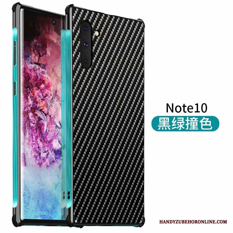 Samsung Galaxy Note 10 Kuori Murtumaton Sininen Metalli Puhelimen Kehys Pesty Suede Kotelo