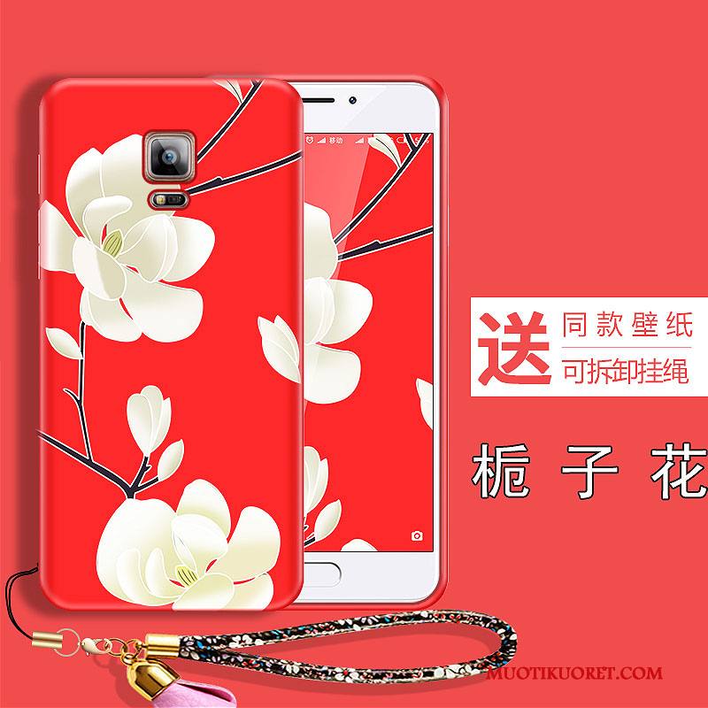 Samsung Galaxy Note 4 Kuori Kukkia Punainen All Inclusive Pehmeä Neste Puhelimen Kuoret Persoonallisuus Ohut