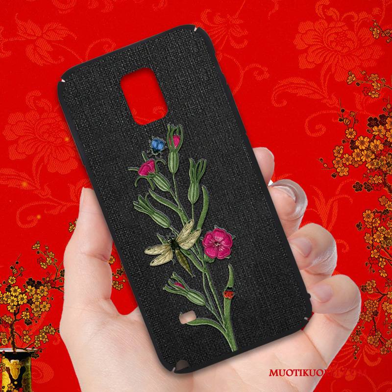 Samsung Galaxy Note 4 Kuori Murtumaton Kova Luova All Inclusive Musta Pesty Suede Trendi