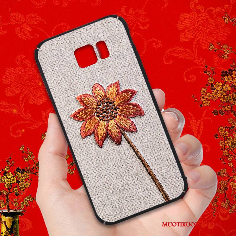 Samsung Galaxy Note 5 Kuori Luova Pesty Suede Trendi Musta Kotelo All Inclusive Tähti