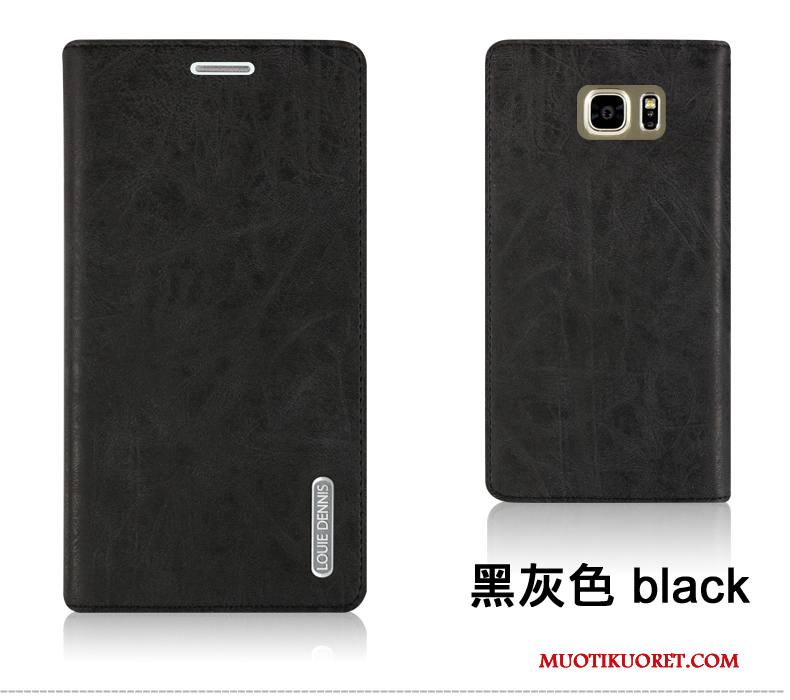 Samsung Galaxy Note 5 Puhelimen Kuoret Nahkakotelo Kuori Tähti Simpukka Suojaus Musta