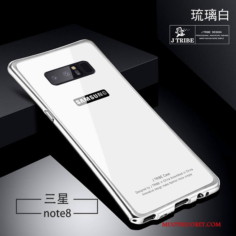 Samsung Galaxy Note 8 Kotelo Lasi Murtumaton Valkoinen Tähti Kova Kuori