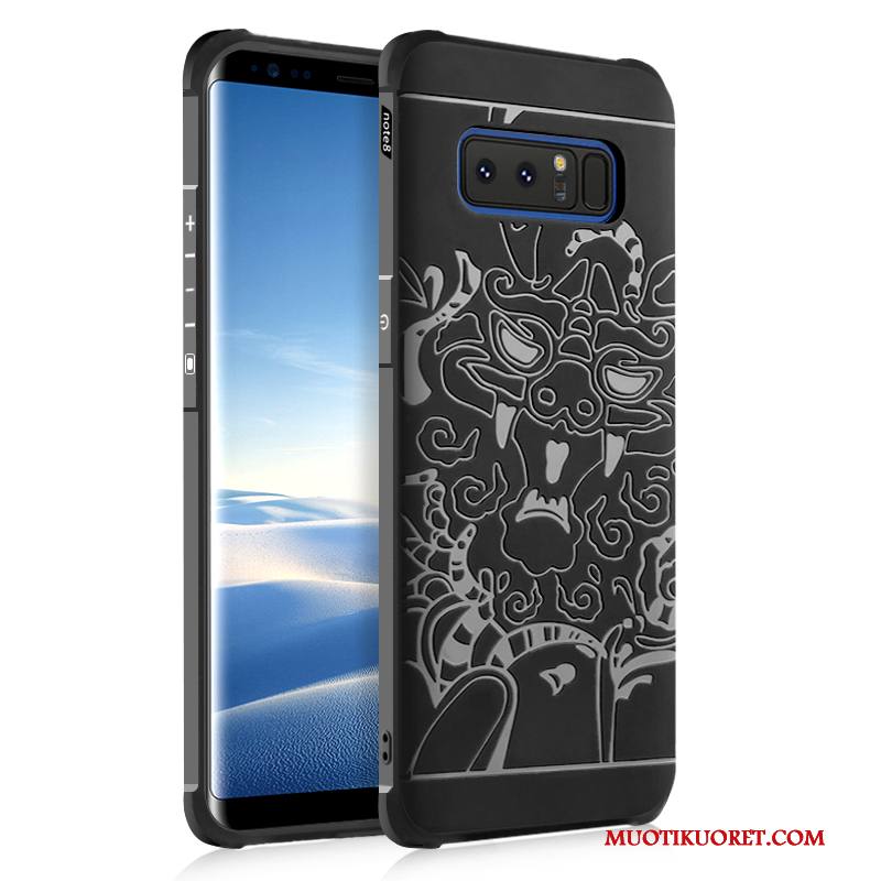 Samsung Galaxy Note 8 Kotelo Tähti Musta Kuori Silikoni All Inclusive Murtumaton