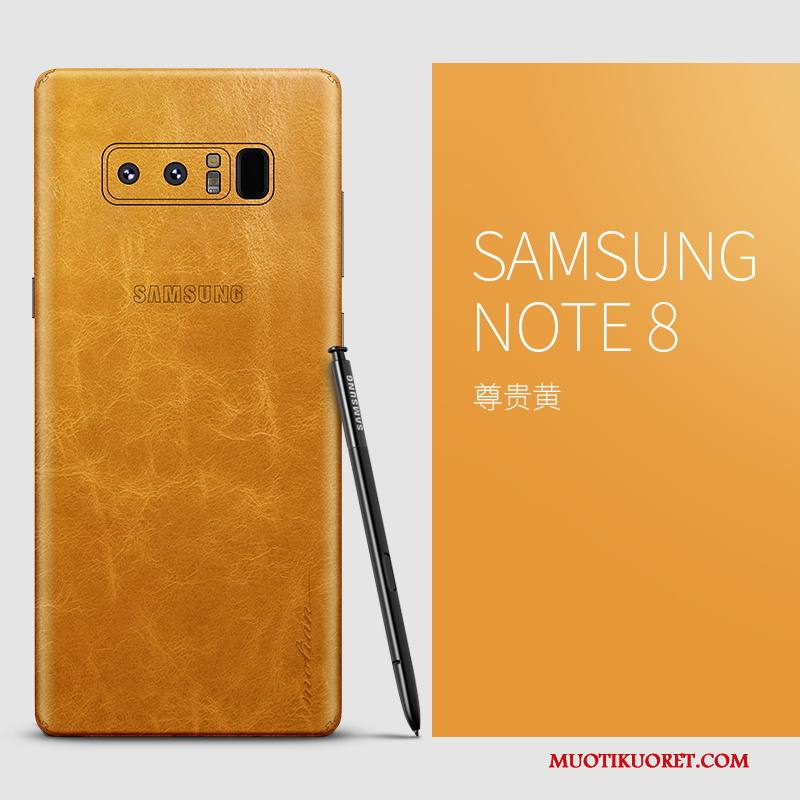 Samsung Galaxy Note 8 Kuori All Inclusive Luova Ultra Kotelo Musta Aito Nahka Suojaus