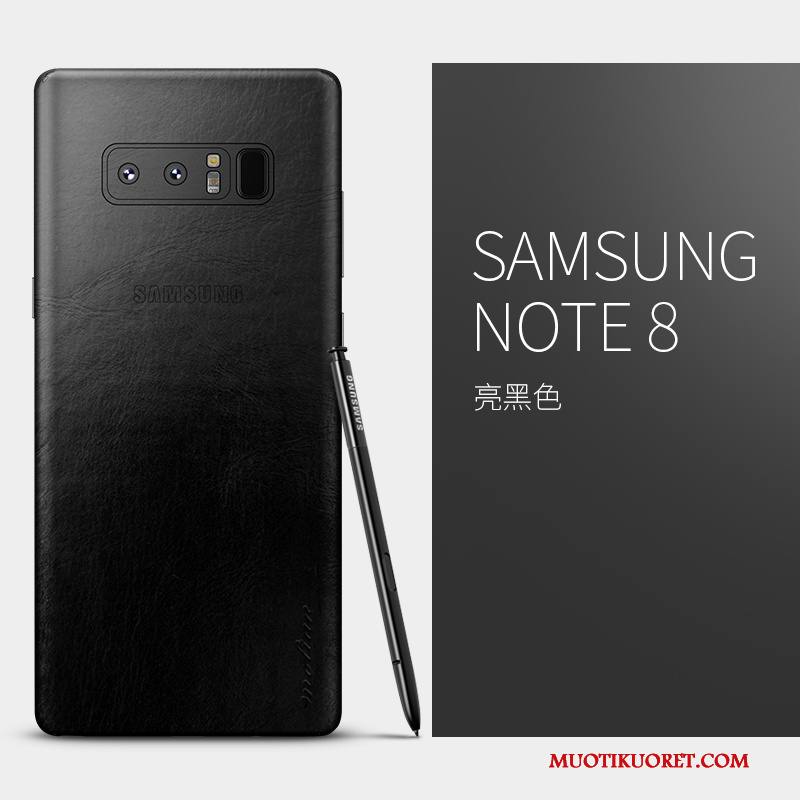 Samsung Galaxy Note 8 Kuori All Inclusive Luova Ultra Kotelo Musta Aito Nahka Suojaus