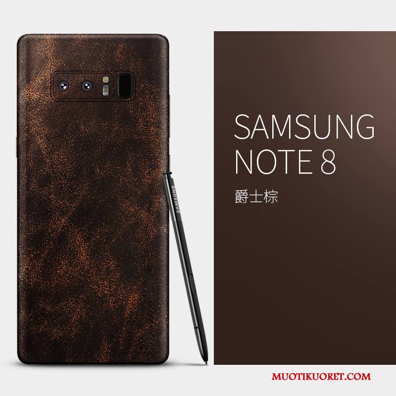 Samsung Galaxy Note 8 Kuori All Inclusive Luova Ultra Kotelo Musta Aito Nahka Suojaus