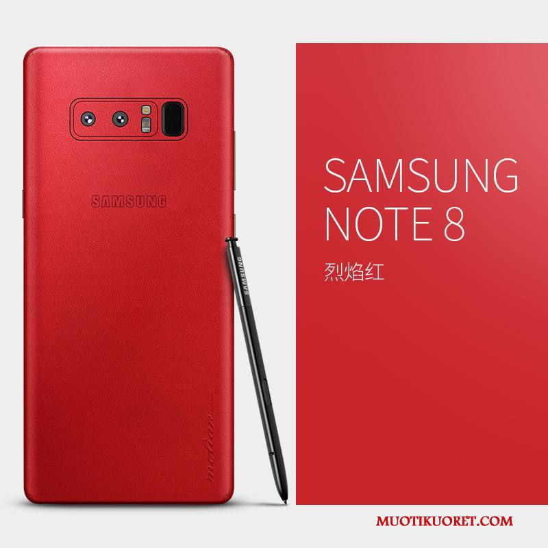 Samsung Galaxy Note 8 Kuori All Inclusive Luova Ultra Kotelo Musta Aito Nahka Suojaus