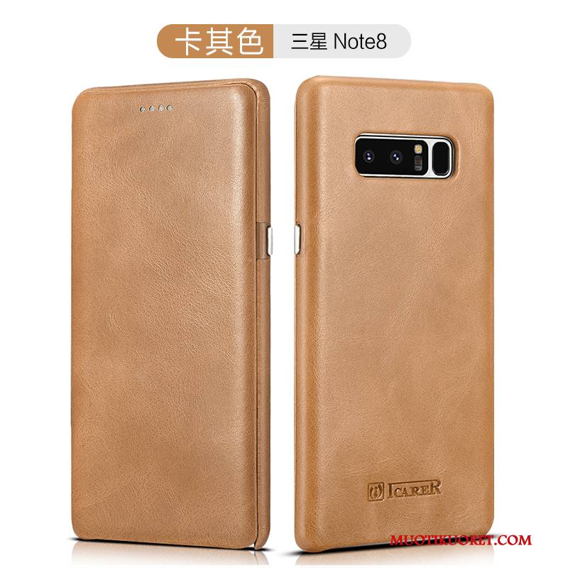 Samsung Galaxy Note 8 Kuori Khaki Kuoret Aito Nahka Liiketoiminta Puhelimen Kuoret Suojaus All Inclusive