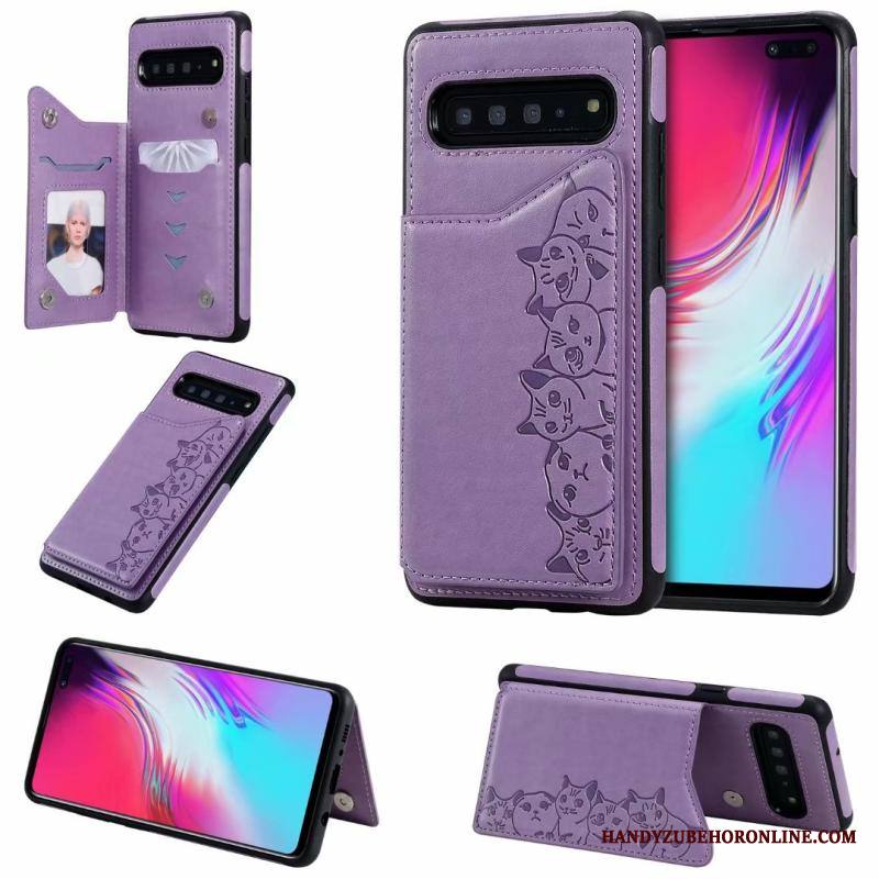 Samsung Galaxy S10 5g Murtumaton Kuori Puhelimen Kuoret Kuvio Kissa Tähti Nahkakotelo