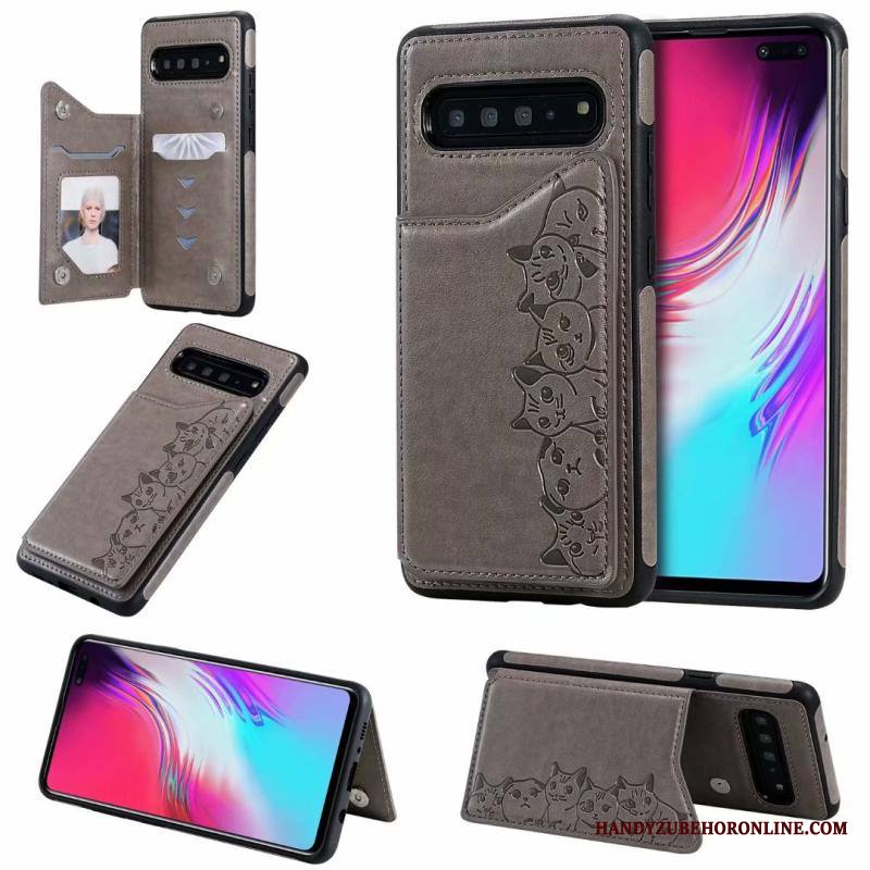 Samsung Galaxy S10 5g Murtumaton Kuori Puhelimen Kuoret Kuvio Kissa Tähti Nahkakotelo