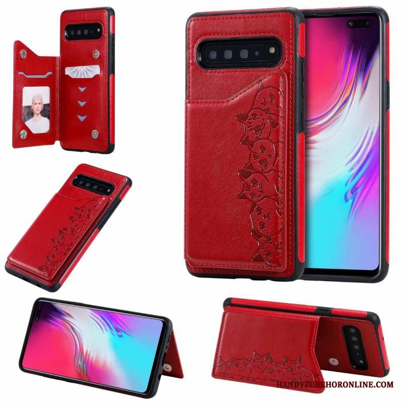 Samsung Galaxy S10 5g Murtumaton Kuori Puhelimen Kuoret Kuvio Kissa Tähti Nahkakotelo