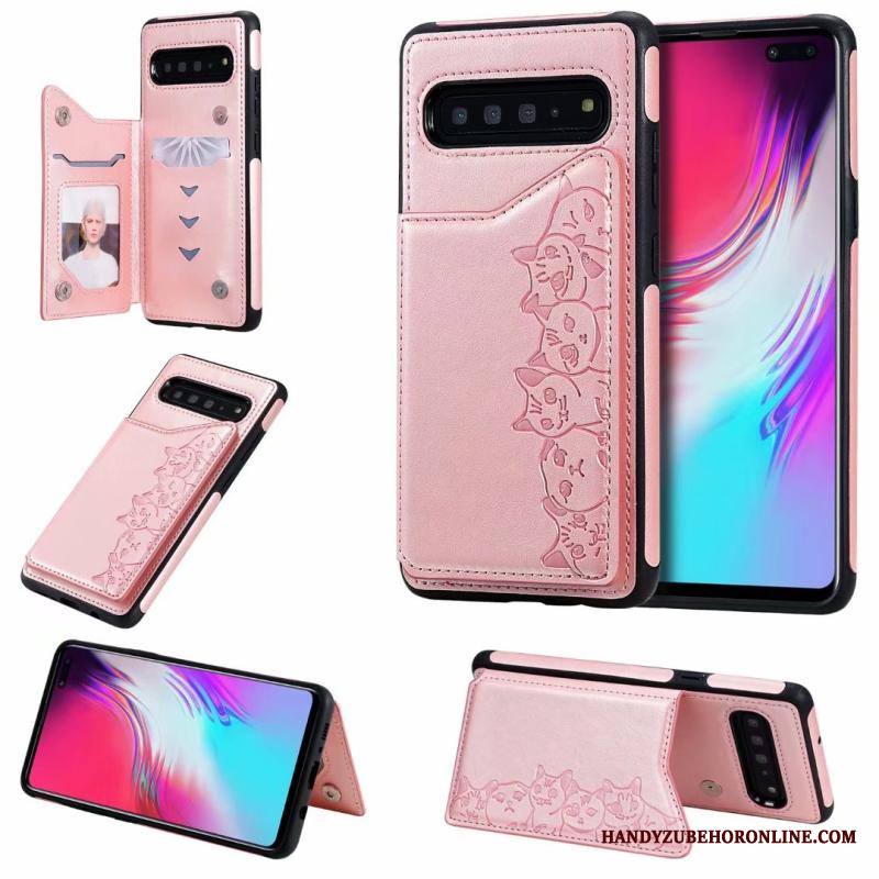 Samsung Galaxy S10 5g Murtumaton Kuori Puhelimen Kuoret Kuvio Kissa Tähti Nahkakotelo