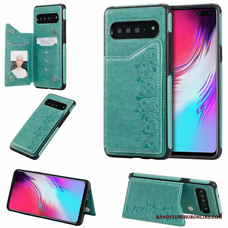 Samsung Galaxy S10 5g Murtumaton Kuori Puhelimen Kuoret Kuvio Kissa Tähti Nahkakotelo