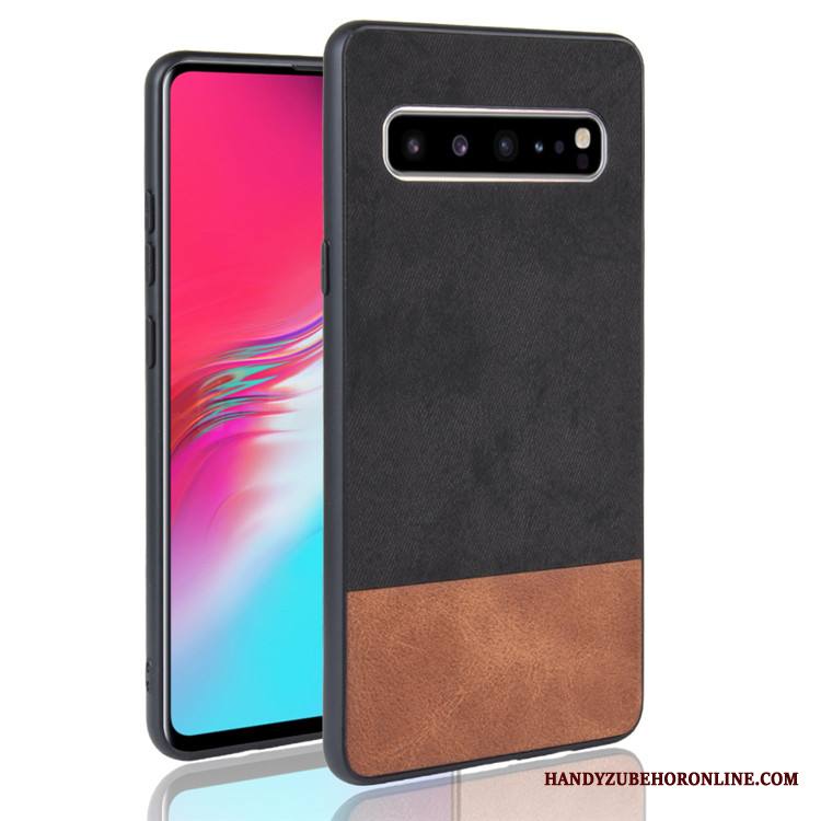 Samsung Galaxy S10 5g Tähti Cowboy Musta Värisävyt Nahka Kuori Kotelo