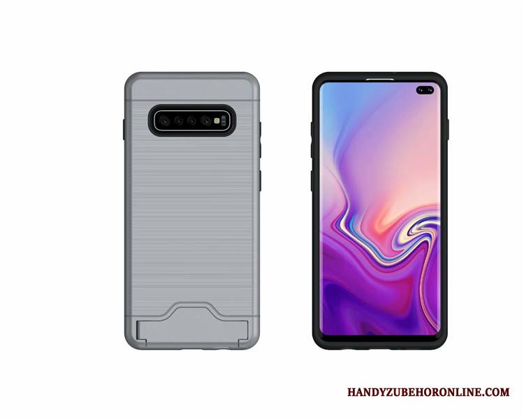 Samsung Galaxy S10 Kuori Johdin Kortti Tuki Murtumaton Yksinkertainen Harmaa Tähti