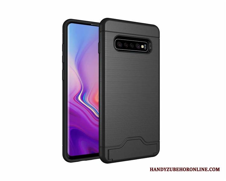 Samsung Galaxy S10 Kuori Johdin Kortti Tuki Murtumaton Yksinkertainen Harmaa Tähti