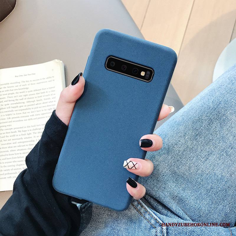 Samsung Galaxy S10 Kuori Ohut Ultra Suojaus Pesty Suede Uusi Sininen Yksinkertainen