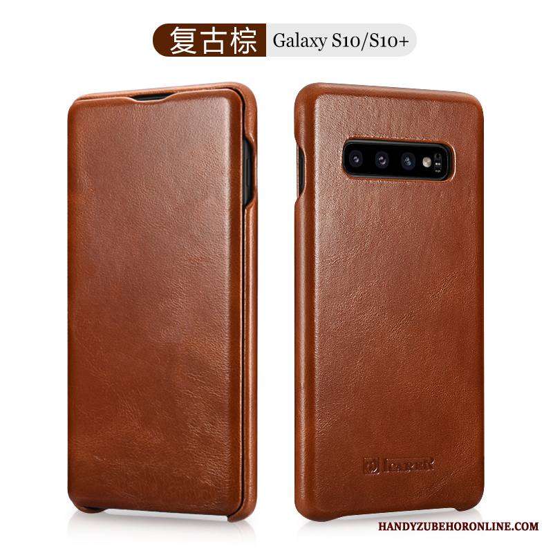 Samsung Galaxy S10+ Kuori Suojaus Nahkakotelo All Inclusive Kuoret Aito Nahka Murtumaton Kova