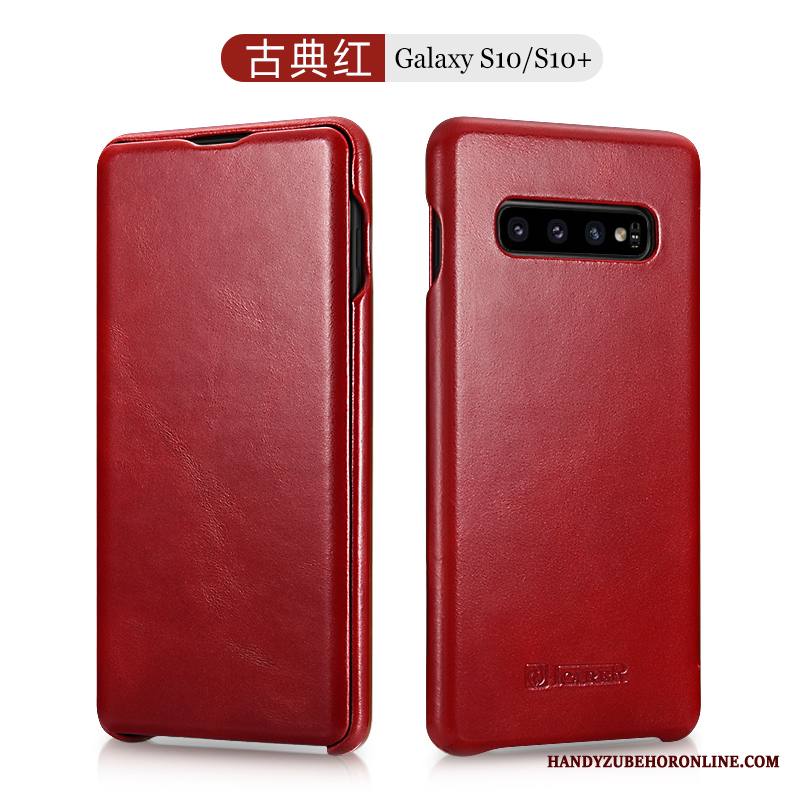 Samsung Galaxy S10+ Kuori Suojaus Nahkakotelo All Inclusive Kuoret Aito Nahka Murtumaton Kova