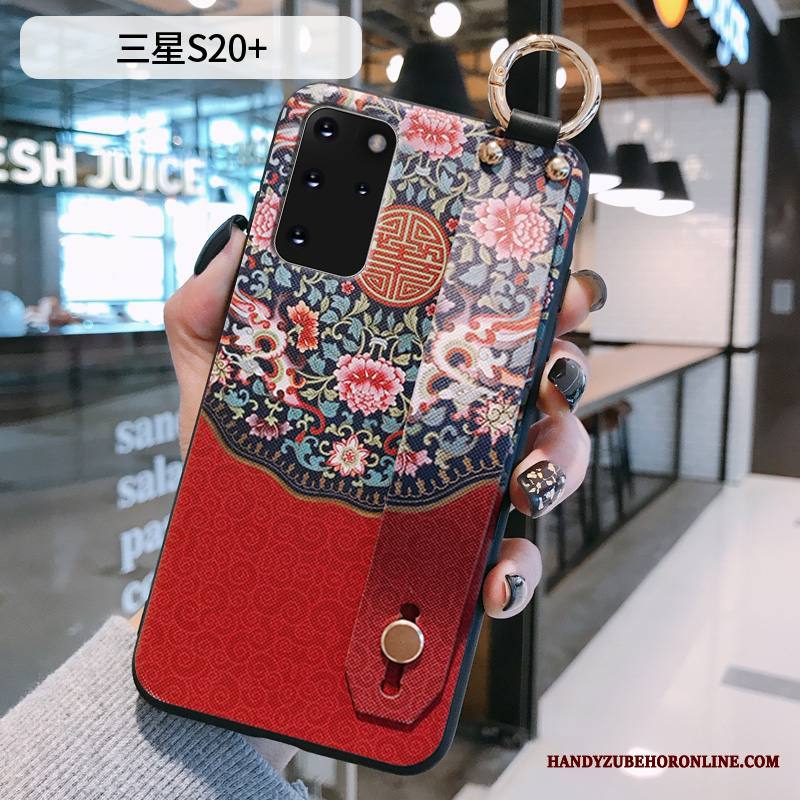 Samsung Galaxy S20+ Kuori Suojaus Kiinalainen Tyyli Tuki Punainen Silikoni Kukkakuvio Kotelo