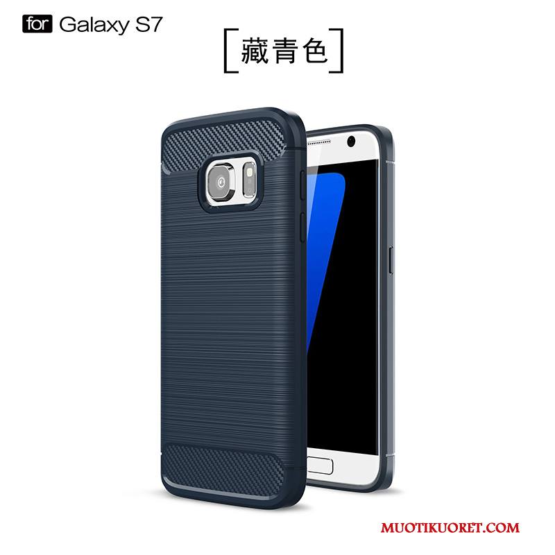 Samsung Galaxy S7 Kuori Silikoni Murtumaton Puhelimen Kuoret All Inclusive Pesty Suede Musta Kotelo