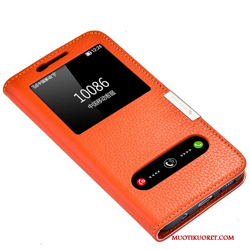 Samsung Galaxy S8 Kuori Suojaus Nahkakotelo Tähti Aito Nahka Oranssi Simpukka Puhelimen Kuoret