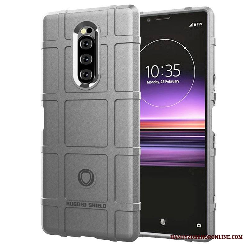 Sony Xperia 1 Pesty Suede Murtumaton Puhelimen Kuoret Harmaa All Inclusive Kuori Kotelo