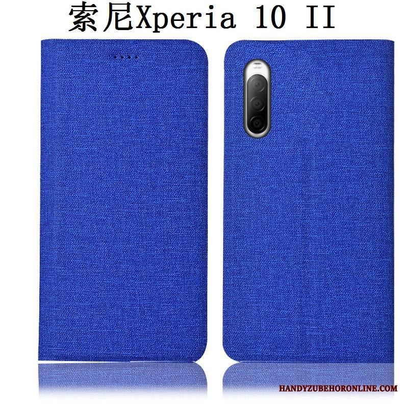 Sony Xperia 10 Ii Kuori Kuoret Pellava Nahkakotelo All Inclusive Puhelimen Kuoret Murtumaton Suojaus