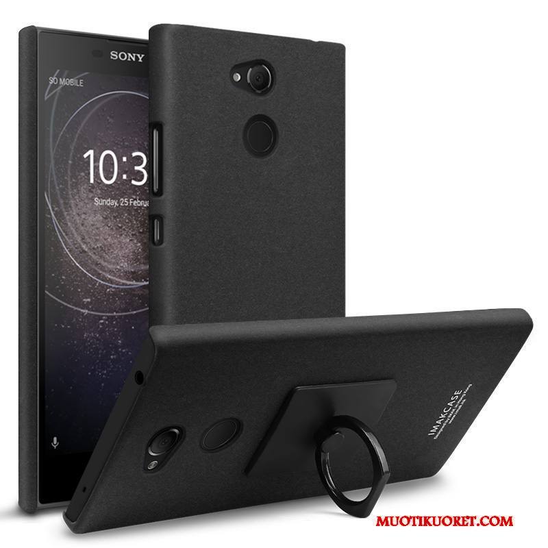 Sony Xperia L2 Puhelimen Kuoret Rengas Kuori Suojaus Pesty Suede Kotelo Musta