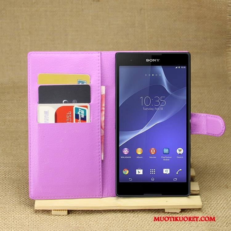 Sony Xperia T3 Kuori Puhelimen Puhelimen Kuoret Nahkakotelo Violetti Suojaus