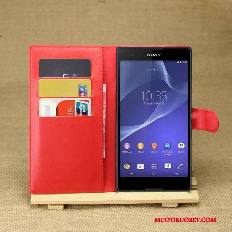 Sony Xperia T3 Kuori Puhelimen Puhelimen Kuoret Nahkakotelo Violetti Suojaus