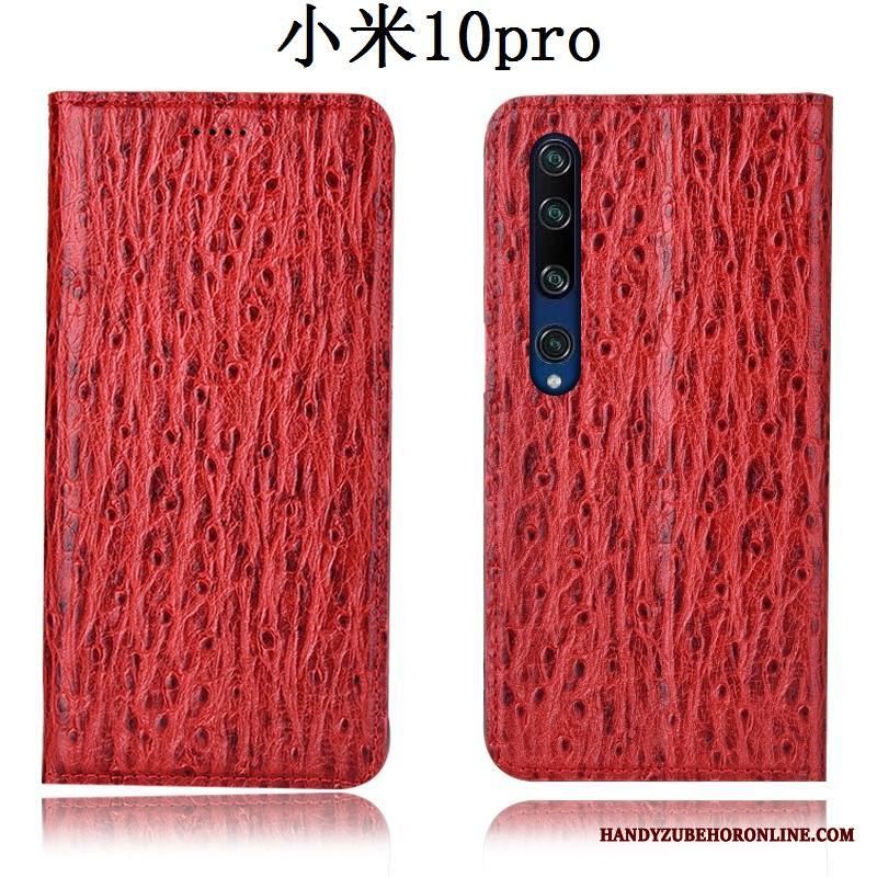 Xiaomi Mi 10 Pro Kuori Murtumaton Kuoret Kukkakuvio Pieni Nahkakotelo Punainen Lintu