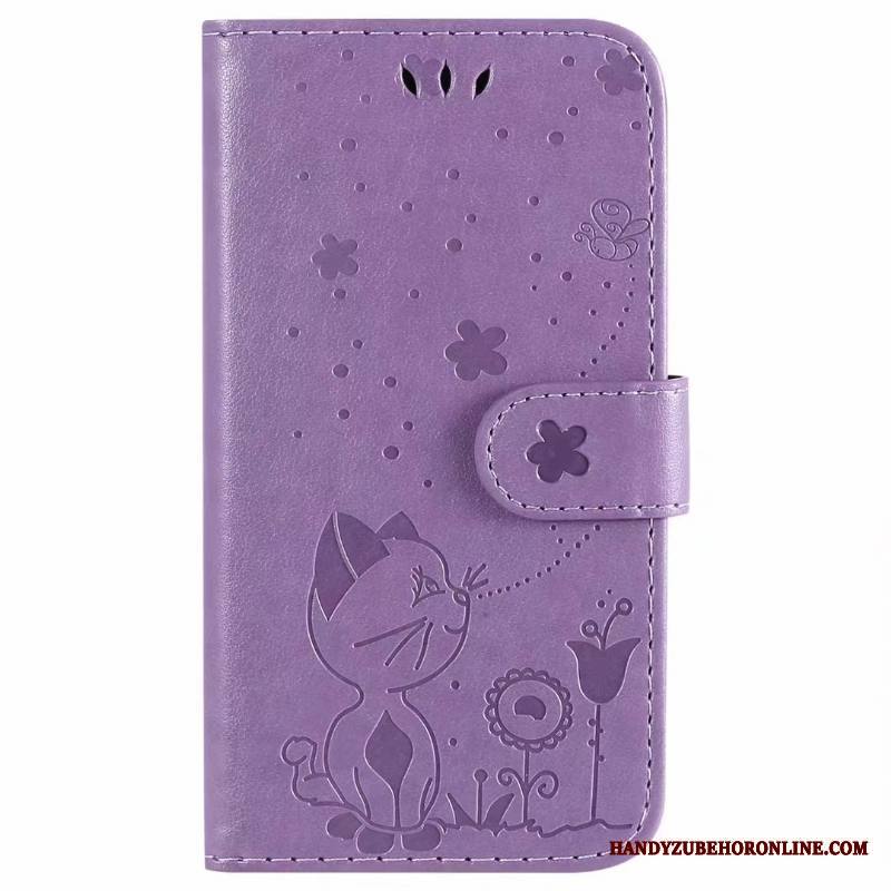 iPhone 12 Kuori Violetti Kuoret Kissa Nahkakotelo Puhelimen Kuoret