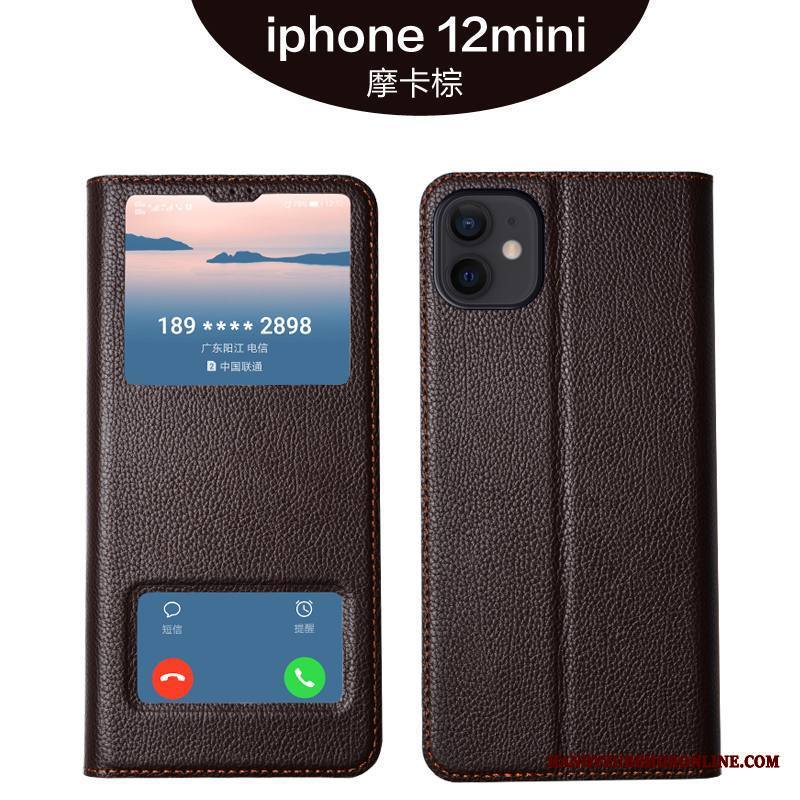 iPhone 12 Mini Ylellisyys Aito Nahka Simpukka Kuori Murtumaton Violetti All Inclusive