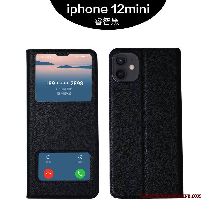 iPhone 12 Mini Ylellisyys Aito Nahka Simpukka Kuori Murtumaton Violetti All Inclusive