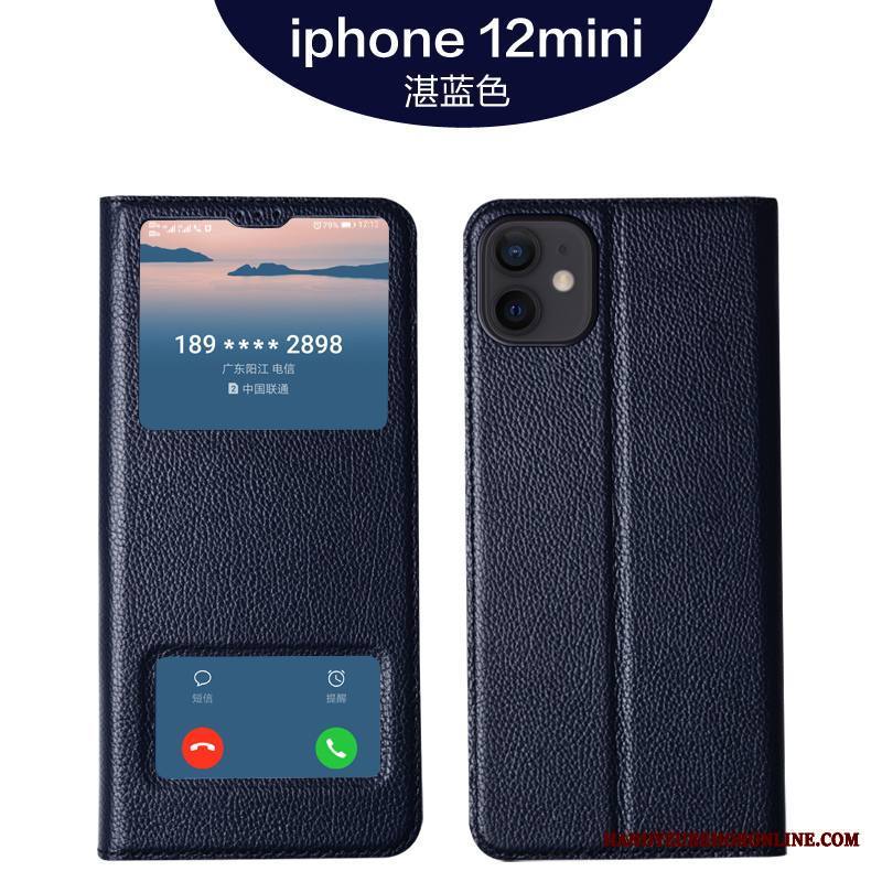 iPhone 12 Mini Ylellisyys Aito Nahka Simpukka Kuori Murtumaton Violetti All Inclusive