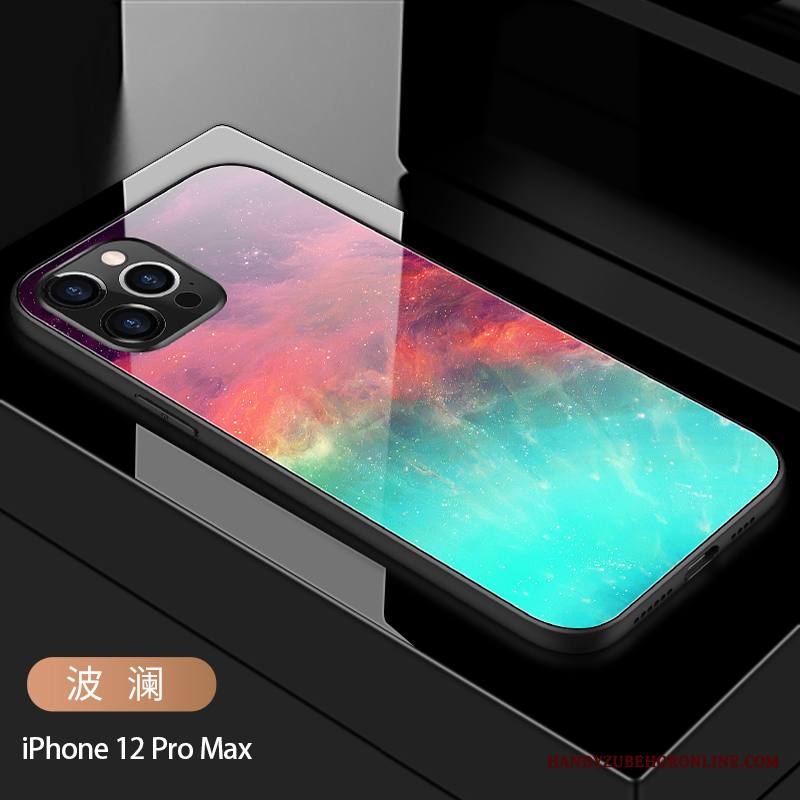 iPhone 12 Pro Max Kuori Puhelimen Kuoret Murtumaton Persoonallisuus Silikoni Sininen Lasi Peili