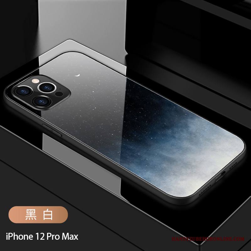 iPhone 12 Pro Max Kuori Puhelimen Kuoret Murtumaton Persoonallisuus Silikoni Sininen Lasi Peili