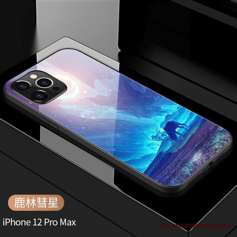 iPhone 12 Pro Max Kuori Puhelimen Kuoret Murtumaton Persoonallisuus Silikoni Sininen Lasi Peili