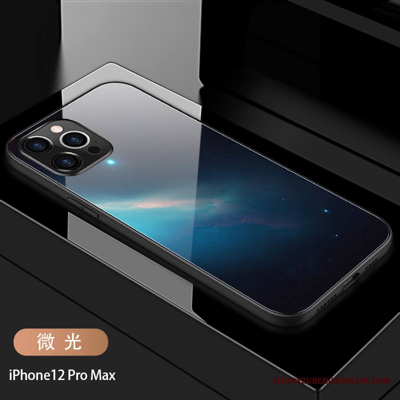 iPhone 12 Pro Max Kuori Puhelimen Kuoret Murtumaton Persoonallisuus Silikoni Sininen Lasi Peili