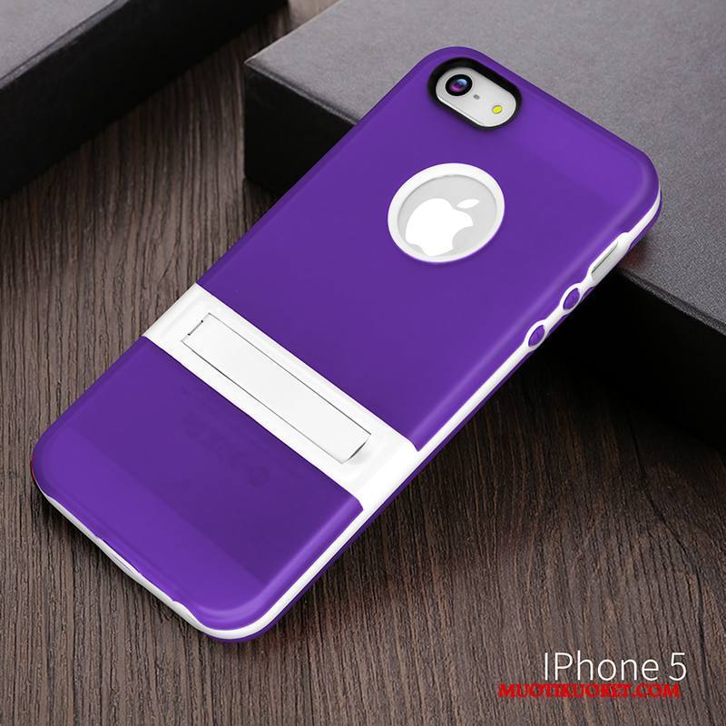 iPhone 5c Kuori Suojaus Puhelimen Kuoret Violetti Pesty Suede Kevyt Tuki Kotelo