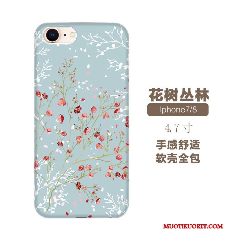 iPhone 7 Kohokuviointi Kuori Silikoni All Inclusive Tide-brändi Sininen Kukkia