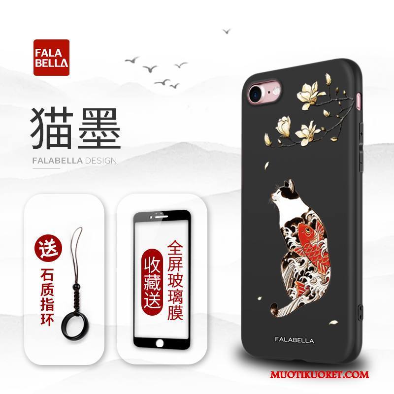 iPhone 7 Kuori Uusi Pehmeä Neste All Inclusive Kiinalainen Tyyli Murtumaton Musta Puhelimen Kuoret